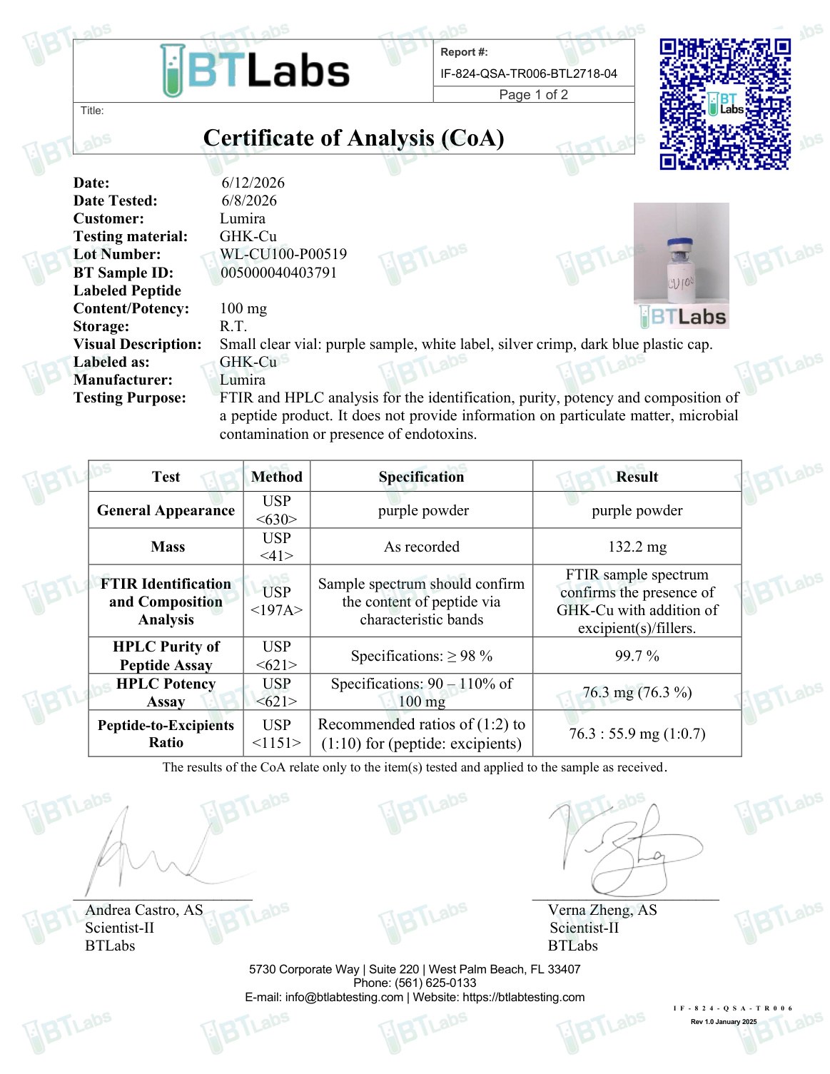 GHK-Cu 100 MG - COA preview