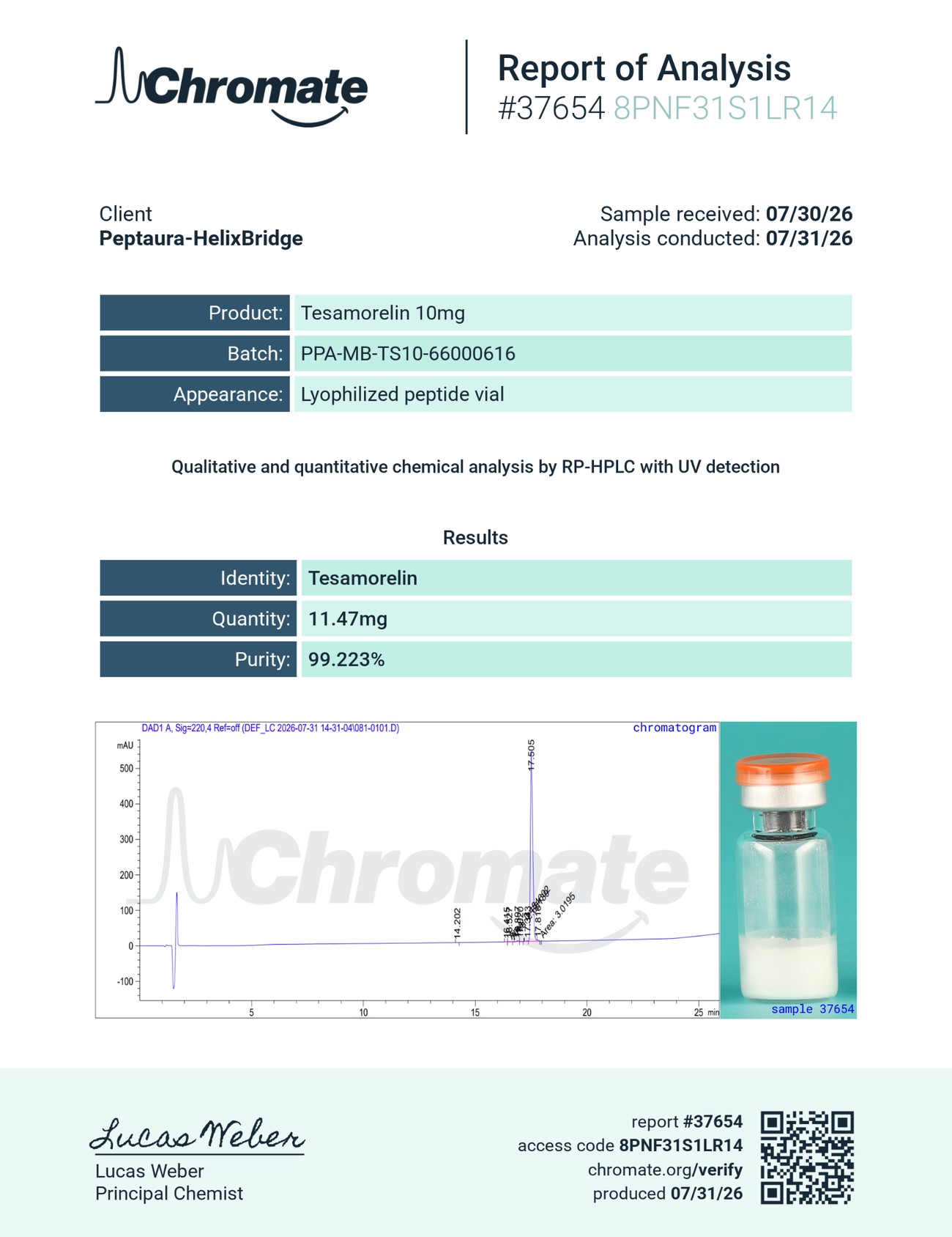 Tesamorelin 10 MG - COA preview